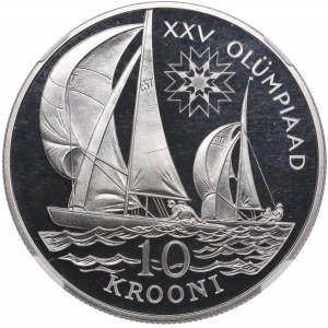 Estonia 10 Krooni 1992 - Barcelona Olympics. Sailing - NGC PF 69 ULTRA CAMEO