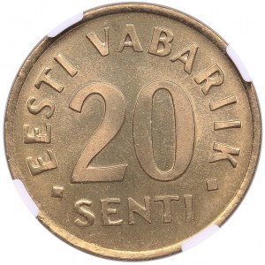 Estonie 20 Senti 1992 - NGC MS 66