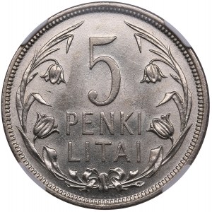 Lituanie (Royal Mint, Londres) 5 Litai 1925 - NGC MS 62