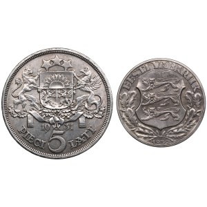 Latvia 5 Lati 1931 & Estonia 2 Krooni 1932