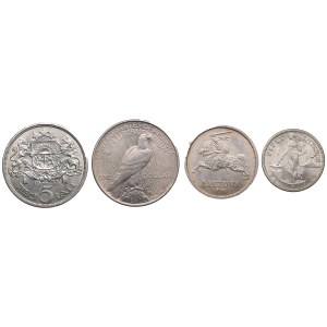 Groupe de pièces mondiales en argent du 20ème siècle (4)
