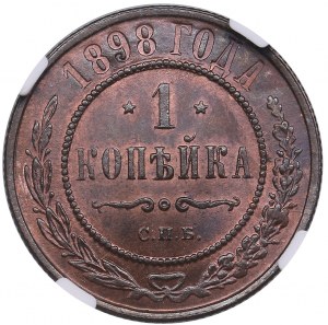 Russia (zecca di Birmingham) 1 Kopeck 1898 СПБ - Nicola II (1894-1917) - NGC MS 63 BN