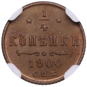 Russie (usine Rosenkrantz) 1/4 Kopecks 1900 СПБ - Nicolas II (1894-1917) - NGC MS 62 BN