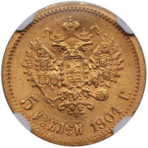 Russie 5 roubles 1904 AP - Nicolas II (1894-1917) - NGC MS 66