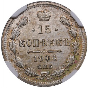 Russia 15 Kopecks 1904 СПБ-АР - Nicholas II (1894-1917) - NGC MS 63