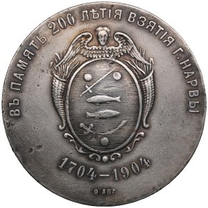 Russie Médaille de bronze (argentée) 1904 - 200e anniversaire de la prise de Narva, 9 août 1704 - Nicolas II (1894-1917)