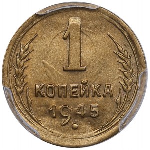 Russia (USSR) 1 Kopeck 1945 - PCGS MS65