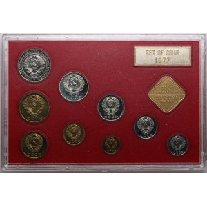 Russia (USSR) Bank set 1977 (1, 2, 3, 5, 10, 15, 20, 50 Kopecks, 1 Rouble, Tokens of the Leningrad Mint and Year)