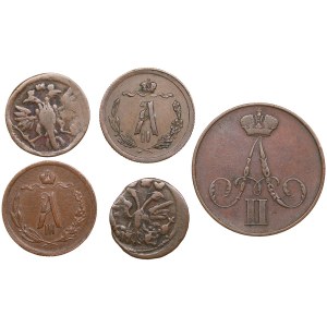 Small group of Russian and Poland (Russia) coins (5)