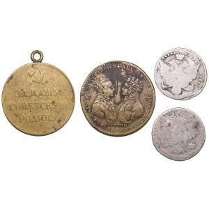 Groupe de médailles, jetons et pièces de monnaie de Russie, d'Allemagne et d'URSS (4)