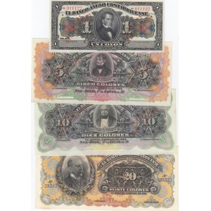 Costa Rica 1- 20 Colones 1903-17 (4) Spécimens