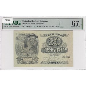 Estonie 20 Krooni 1932 - PMG 67 EPQ Superbe Gem Unc