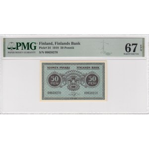 Finland 50 Penniä 1918 - PMG 67 EPQ Superb Gem Unc