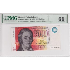 Finlande 500 Markkaa 1986 (ND 1991) - PMG 66 EPQ Gem Uncirculated