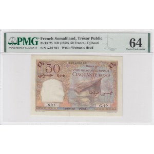 Somaliland français 50 Francs 1952 - PMG 64 Choice Uncirculate