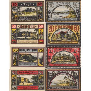 Allemagne 50 et 75 Pfennig 1922 (8) Billets coloniaux africains
