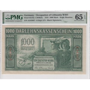 Germany (Occupation of Lithuania WWI, Kowno) 1000 Mark 1918 - PMG 65 EPQ Gem Uncirculated