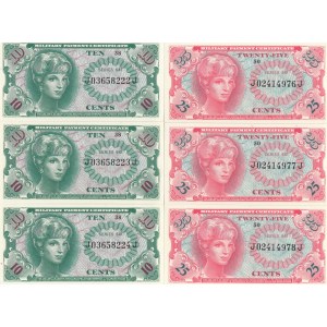 USA 10 & 25 Cents 1965 MPC (6) Sequential #