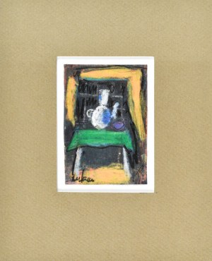 Eugeniusz TUKAN-WOLSKI (1928-2014), Martwa natura na stole z zielonym obrusem