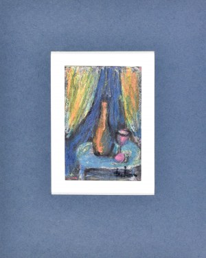 Eugeniusz TUKAN-WOLSKI (1928-2014), Martwa natura z niebieską draperią