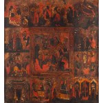 Rosja, Ikona - Zmartwychwstanie Chrystusa i 12 Świąt Cerkiewnych (Prazdnik), 2 poł XIX w.