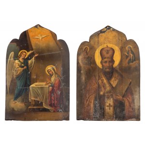 Rosja, Ikona procesyjna (dwustronna) - Zwiastowanie i św. Mikołaj, pocz. XX w.