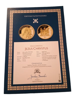 Jesus Christ - gold coin based on the sculpture from the basilica of St. Peter / gold