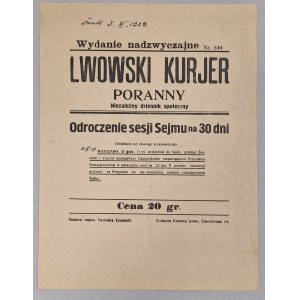 Lwowski Kurjer Poranny, R.II. Nr 544 z 5 listopada 1929 [odroczenie sesji Sejmu]