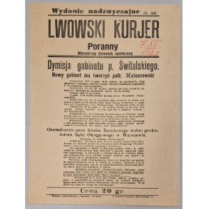 Lwowski Kurjer Poranny, R.II. Nr 582 z 7 grudnia 1929 [dymisja gabinetu p. Świtalskiego, Klub Narodowy]
