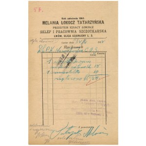 [Lwów, rachunek] Melania Łokocz Tatrzańska - Sklep i pracownia szczotkarska, 18.8.1918