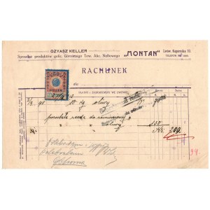 [Lwów, rachunek] Ozyasz Keller, sprzedaż produktów naftowych „Montan” z 1918 r.