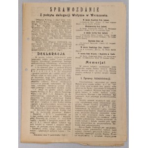 Sprawozdanie z pobytu delegacji Wołynia w Warszawie [9.10.1920, S. Kapuściński, jęz. polski]