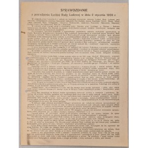 Sprawozdanie z posiedzenia Łuckiej Rady Ludowej w dniu 2 stycznia 1920[/1] [język pol]