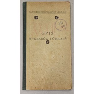 Spis wykładów i ćwiczeń KUL z lat 1936-39 [legitymacja, Józef Pietras z Wolicy - pedagogika]