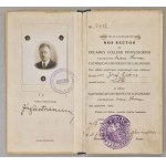 Spis wykładów i ćwiczeń KUL z lat 1936-39 [legitymacja, Józef Pietras z Wolicy - pedagogika]