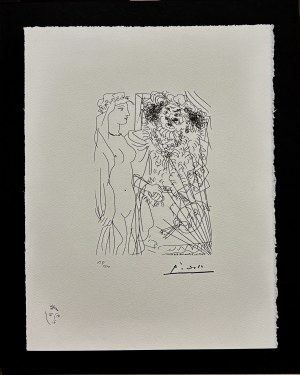Pablo PICASSO (1881-1973), REMBRANDT TRZYMAJ Ą CY ZA R Ę K Ę M Ł OD Ą KOBIET Ę W WELONIE