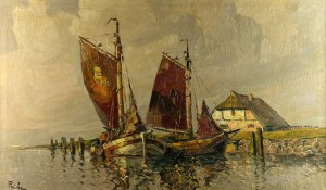 Rudolf PRIEBE (1889-1956 Rudolfstadt), Łodzie przy brzegu