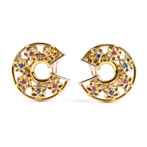 PEREZ Diamond ruby sapphires gold earrings