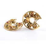 PEREZ Diamond ruby sapphires gold earrings