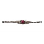 MASSIMILIANO FACCHINI Silver diamonds and ruby bracelet