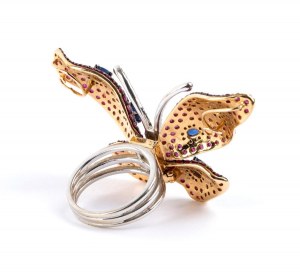 Ruby diamond sapphire gold pendant - ring