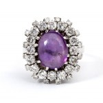 Bague en or avec diamant et améthyste