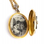 diamant perle collier argent ancien pendentif cadre photo