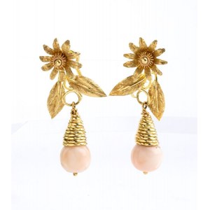 Cerasuolo coral gold drop pair of earrings