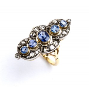Bague saphir diamant or argent