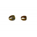 2 diamond emerald sapphire gold band rings