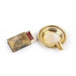 Box with 12 match holders and 12 ashtrays in silver