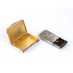 Matchbox and snuff box in silver