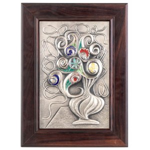 OTTAVIANI ARGENTIERE Sterling silver enameled painting