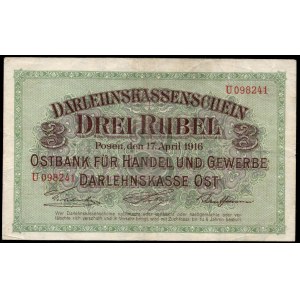 Poland. 1916 3 Ruble Prefix U Nabywa